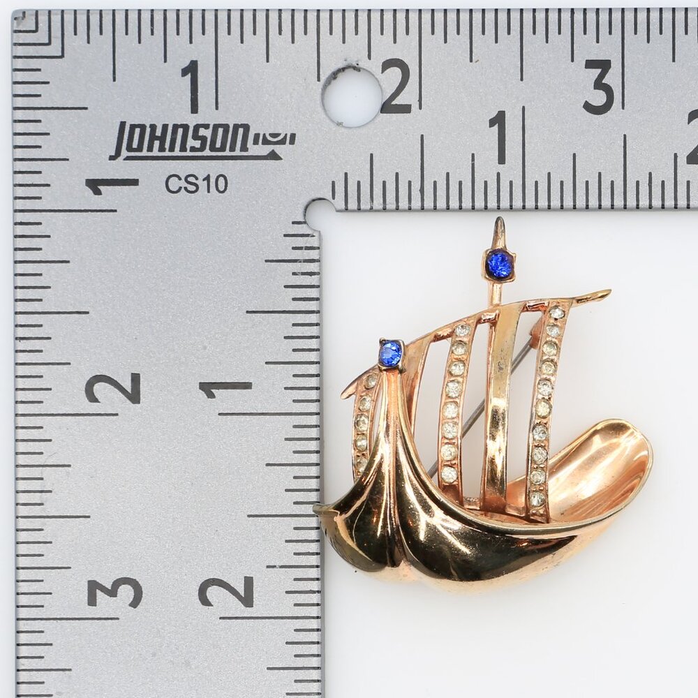 Vintage Vermeil Sterling Viking Ship Brooch John Caianiello Book Piece 1940s - Picture 5 of 5